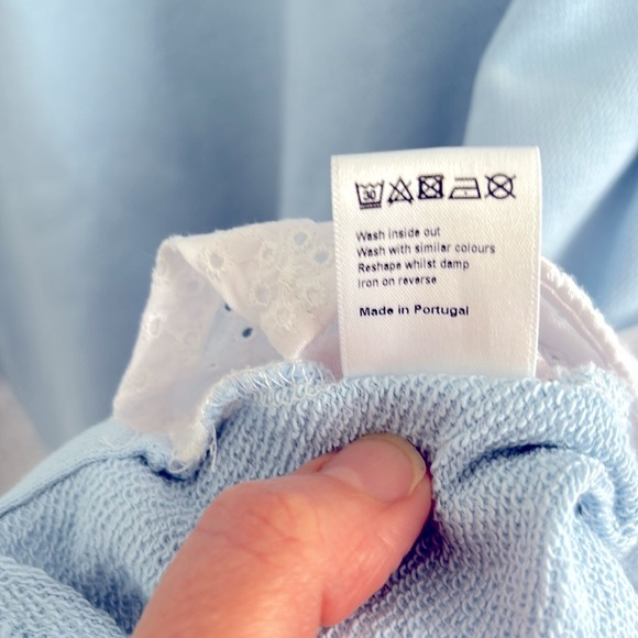 ME + EM Cotton Embroidered Eyelet Back Puff Sleeve Tee/Top - Picture 7 of 9